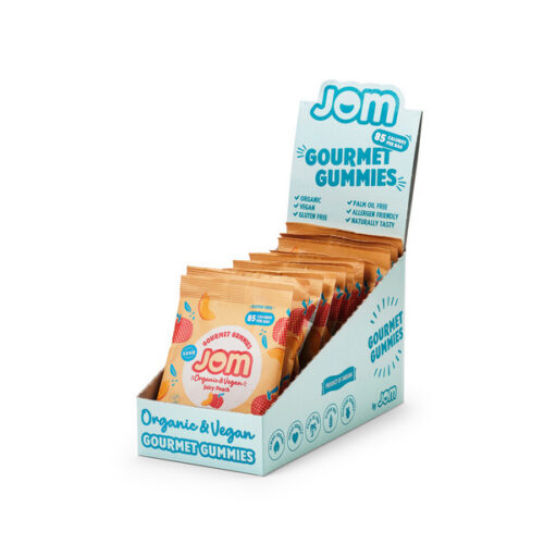 JOM Mahedad Kummikommid - Hapukas ja Mahlane Virsik- 25g x 15 pakki (13+2 tasuta)